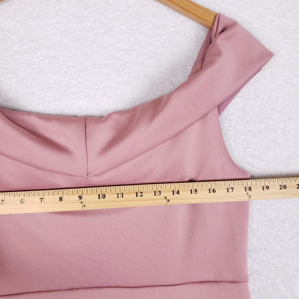 Charlotte Russe‎ Bodycon Dress Womens 1X Off Shoulder Cowl Neck Pink Clubwear